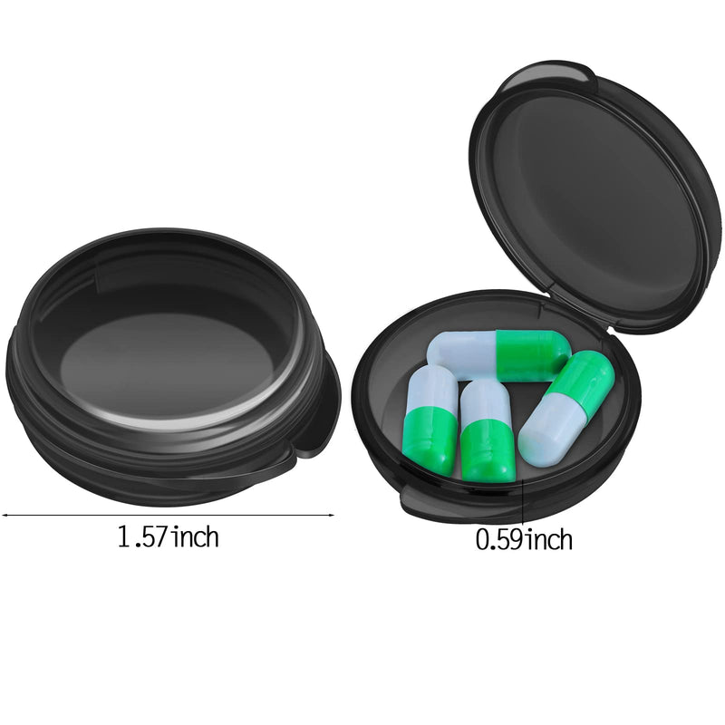 Patelai Small Pill Case Travel Pill Container for Men Pocket,6 Pack | Clear Mini Organizer Box, Round Black Medicine Case Holder, Pocket Purse Briefcase Travel Use, Medicine Cod Liver Oil Storage 6