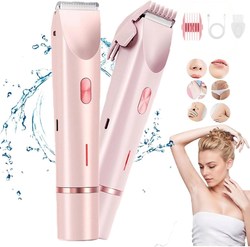 [Australia] - Bikini Trimmer for Women,2025 New Bikini Shaver,Electric Razor & Shaver with Dual Ceramic Blades,Painless Hair Removal,Rechargeable Razor Body Hair Trimmer for Wet & Dry Use 