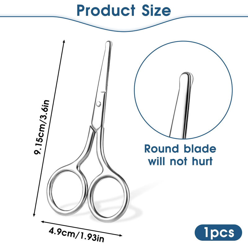 [Australia] - Nose Hair Scissors with Round Tip Beard Scissors Eyebrow Scissors Stainless Steel Rounded Nose Hair Scissors 10 cm Eyebrow Trimmer Silver Ear Hair Scissors for Hair Eyelashes Mustache Nose 