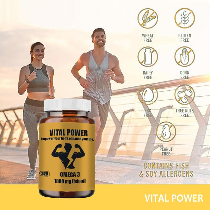 [Australia] - VITAL POWER | Omega 3 | 320 capsules 1000 mg fish oil with 330 mg EPA & 220 mg DHA | Odorless | Without additives and laboratory tested 