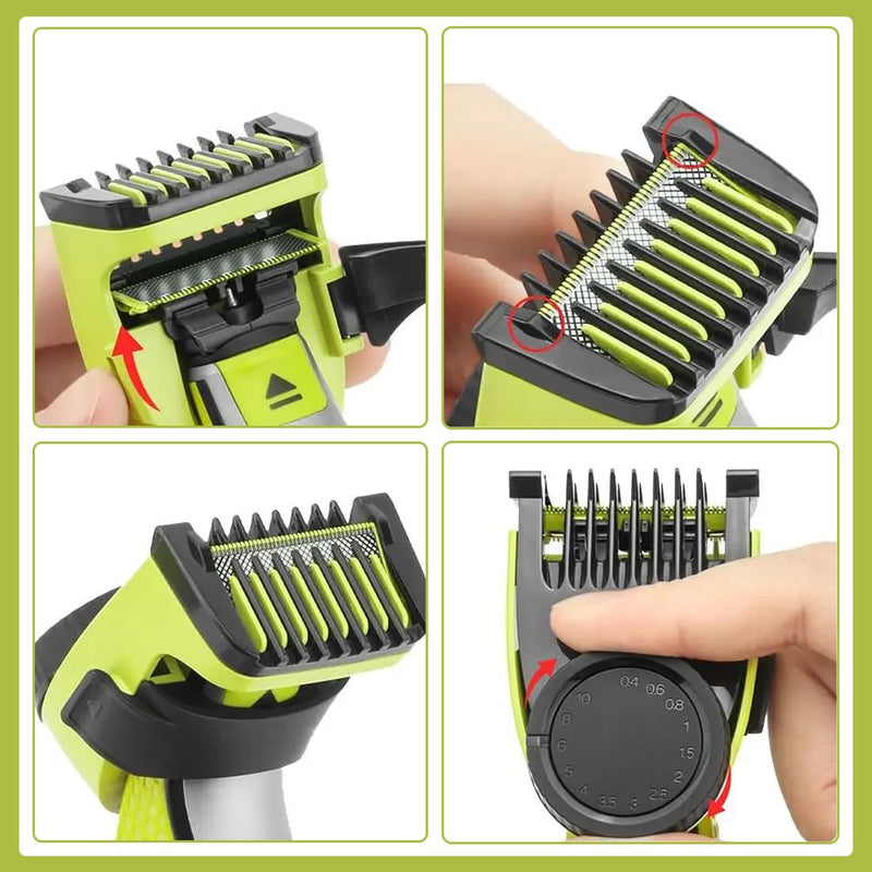 [Australia] - DNMH 14-in-1 Trimming Attachments for Hybrid Length-Adjustable Comb Attachments for O Blade Razors (0.4 mm - 10 mm) 