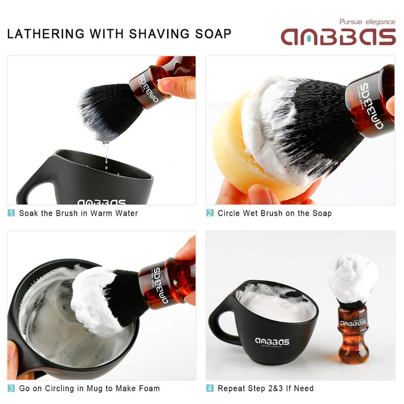 [Australia] - Shaving Brush Vegan with Travel Box for Shaving Brush Classic Nylon Fiber Resin Handle Anbbas Size Shaving Brush (Knot 24mm) (Amber) Amber 