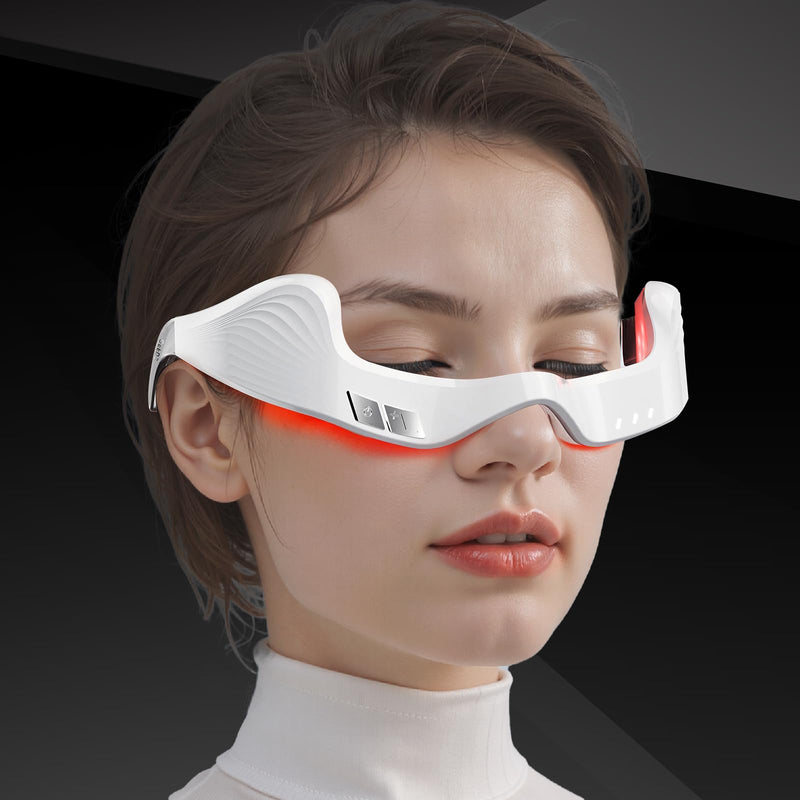 [Australia] - Under Eye Red Light Therapy Device, facial red light therapy for reducing dark circles and puffiness, smoothing fine lines, eye massager with glasses strap 