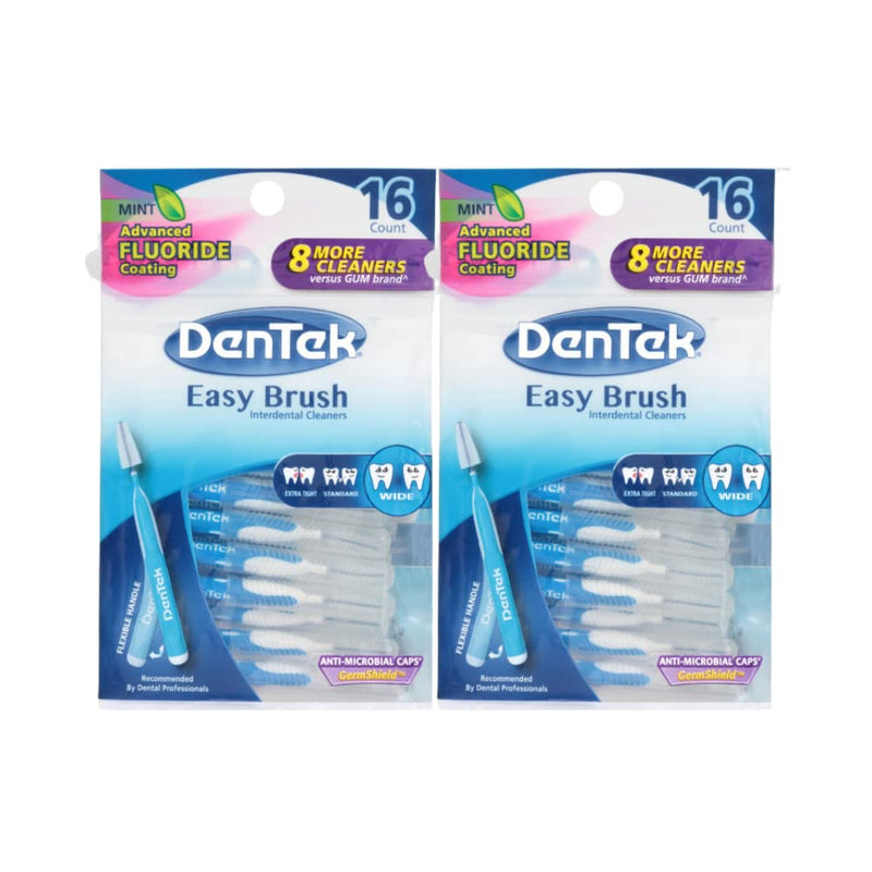 [Australia] - DenTek Easy Wide Brush Interdental Cleaners, Brushes Between Teeth, Mint Flavor, 16 Ct. (Pack of 2) 