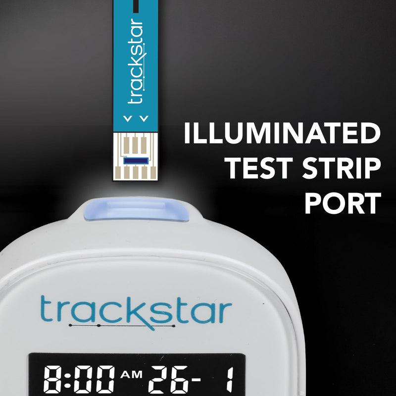Trackstar Blood Glucose Kit | Monitor, Strips, Lancets, Lancing Device | Trackstar Monitoring App | Bluetooth iOS & Android Compatible | Measure, Track, and Share Results