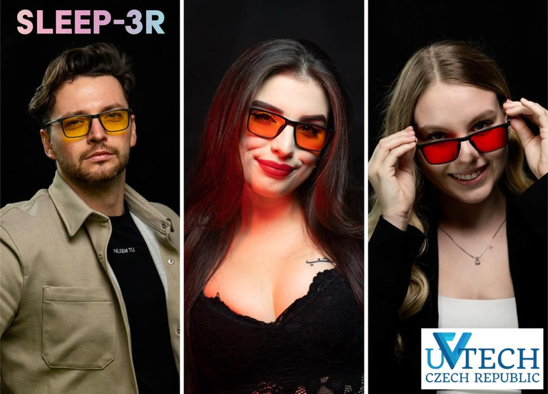 [Australia] - UVtech SLEEP-3R 100% blue light filter and green light filter red glasses computer glasses PC gaming bluelight filter UV blue light blocking glasses anti women men red 