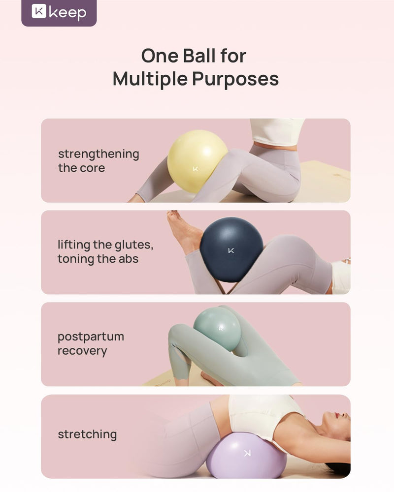 [Australia] - KEEP Pilates Small Exercise Ball Anti-Burst - Thickened Yoga Ball With Pump for Physical Therapy, Fitness, Workout, and Core Strength Pale Green S (8''~10'') 25cm 