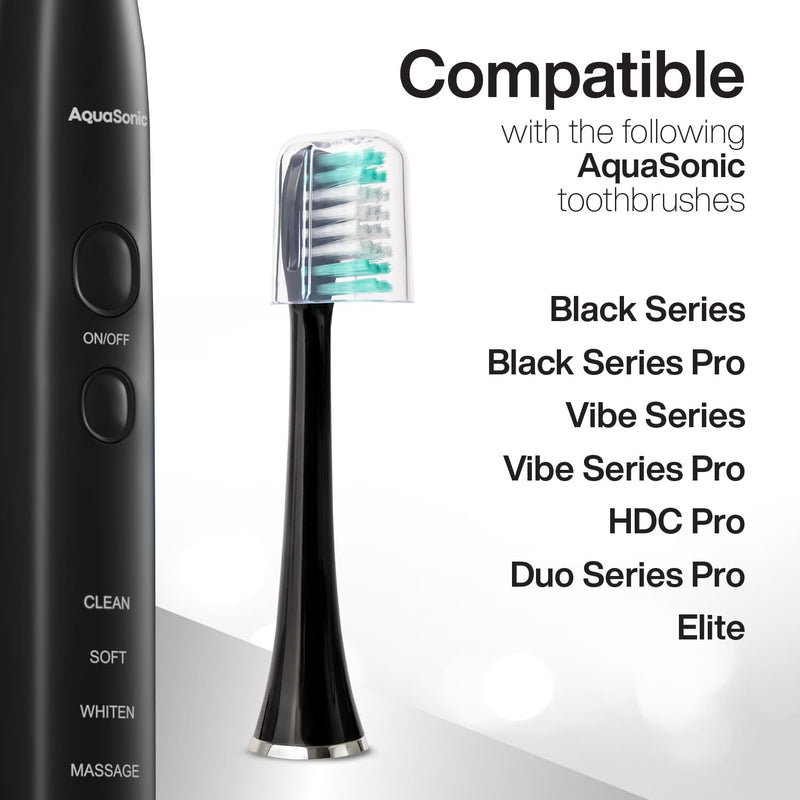 [Australia] - AquaSonic Standard Replacement Brush Heads | for Normal & Sensitive Teeth | Compatible with Many AquaSonic Toothbrush Handles (2 Pack Black) 2 Pack Black 2 Count (Pack of 1) 