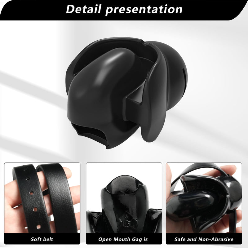 Adjustable Open Mouth Gag Ball for Oral Sex Silicone BDSM Fetish Bondage Gags & Muzzles Adult Sex Toys with Tongue Retainer Slave Restraints Device for Couples, Men (Black) Black