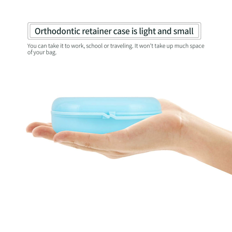 [Australia] - Dental Mouthguard Container Orthodontic Retainer Case with Vent Holes, Denture Holder Box Clear Aligner Case Slim for Household|Travel|Office - Bluish - Light & Easy to Carry 