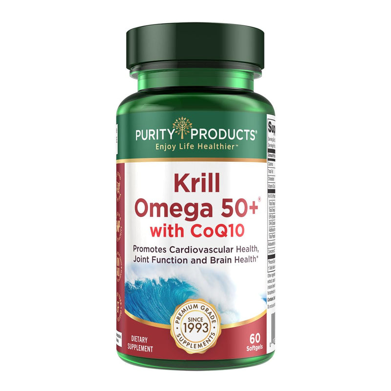 [Australia] - Krill Omega 50 Plus w/ CoQ10 from Purity Products - 1300mg Krill Oil and Fish Oil Blend - 100mg CoQ10 - 500mg Natural Astaxanthin - Support for Joint, Brain Health and more - 60 Mini Softgels 