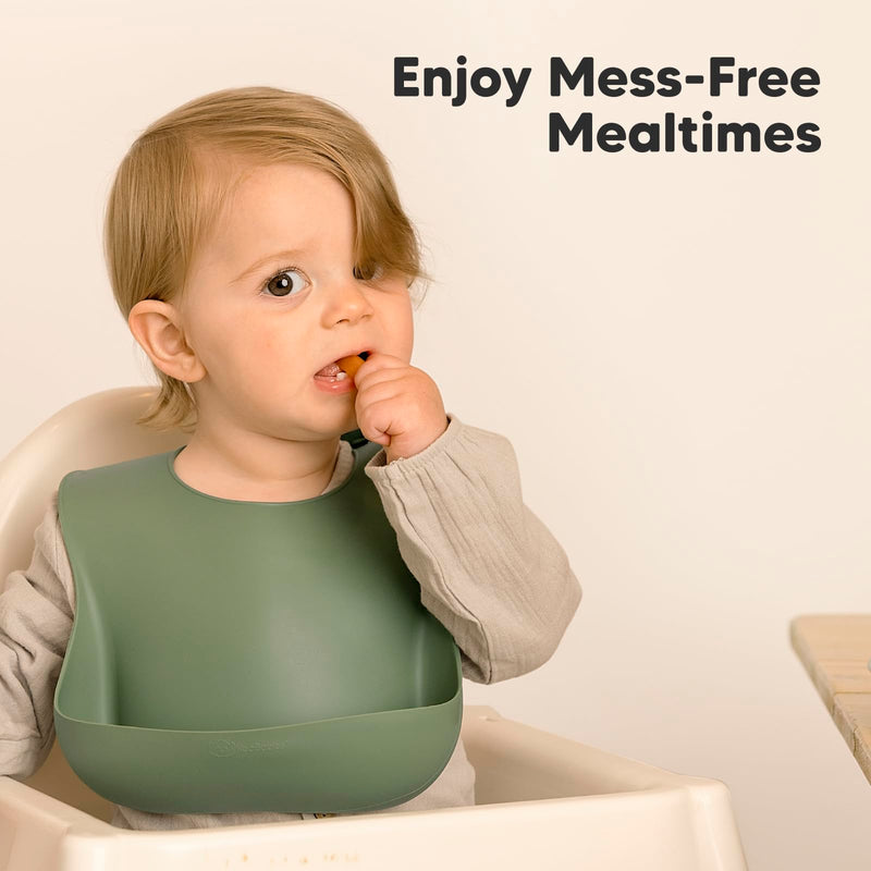 [Australia] - KeaBabies 2-Pack Silicone Bibs For Babies, Silicone Baby Bibs for Eating, Food-Grade Pure Silicone Bib, Toddler Bibs, Waterproof Bibs, Feeding Bibs, Silicon Bibs for Toddlers, Boys, Girls (Slate) Slate 