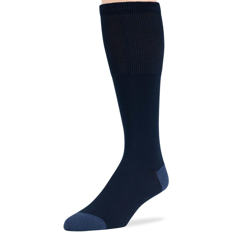 [Australia] - 7BigStars Men Diabetic Loose Dress Business Cotton Mid Calf Socks - 5 Pack Large - Geometric, Argyle, Stripe - Sock Size 10-13 Shoe Size 9-12 L Dark Navy, Denim Blue Dark Navy, Denim Blue (A098) 