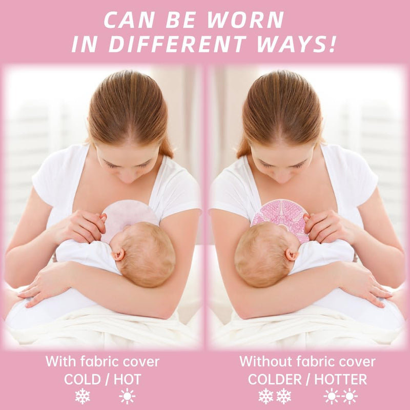 [Australia] - Hot/Cold Breast Gel Bead Ice Packs Breast Cooling/Heat Pads Relief for Breastfeeding, Nursing Pain, Mastitis, Engorgement, Swelling, Plugged Ducts | Boost Milk Let-Down & Production,2 Pack (Pink) Pink 