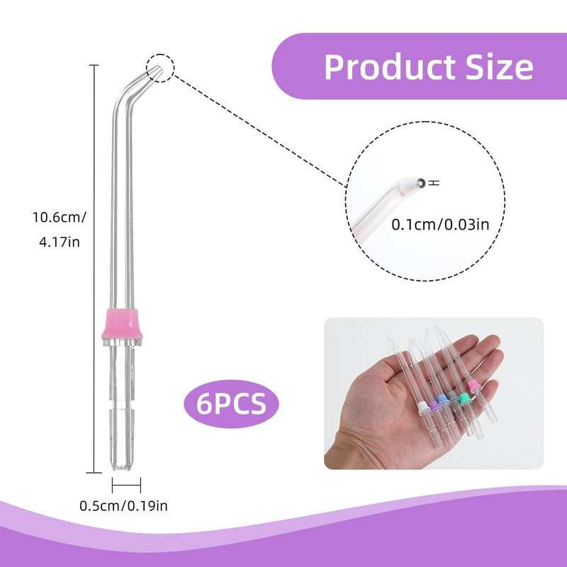 [Australia] - Set of 6 Replacement Dental Shower Tips Compatible with Waterpik WP-100 and Other Models, Classic Dental Spray Water, Oral Sprinkler Nozzles, Multi-Colour 