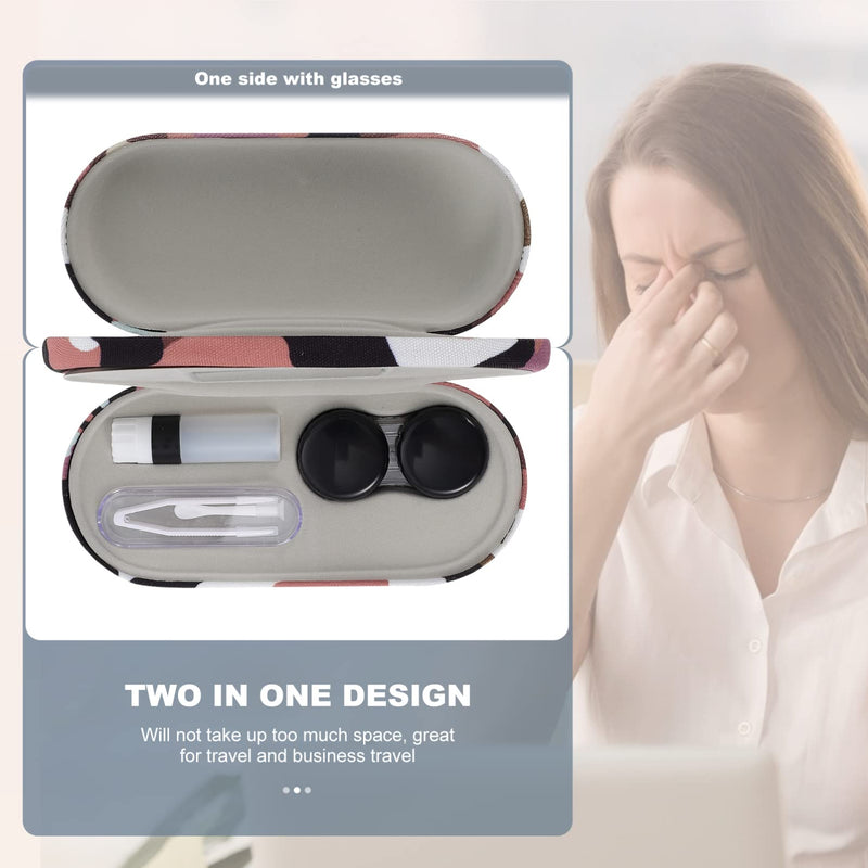 [Australia] - Healifty Contact Lens Case and Glasses Case, 2 in 1 Double Eyeglass Case, with Mirror Tweezers Remover, Contact Lens Storage Box for Travel… Camouflage2 