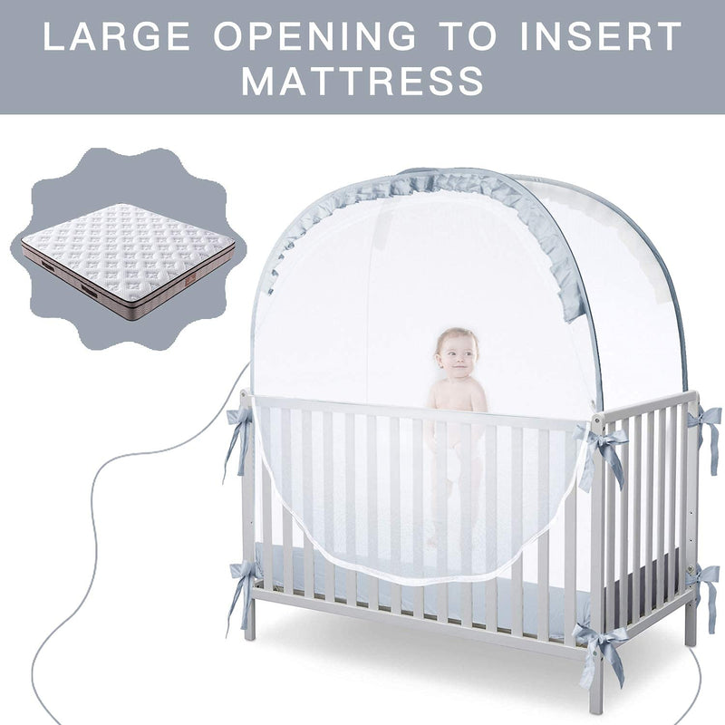 [Australia] - Crib Tent Crib Net to Keep Baby in, Pop Up Crib Tent Canopy Keep Baby from Climbing Out (55.2" L x 27.6" W x 51.6" H) Gray 