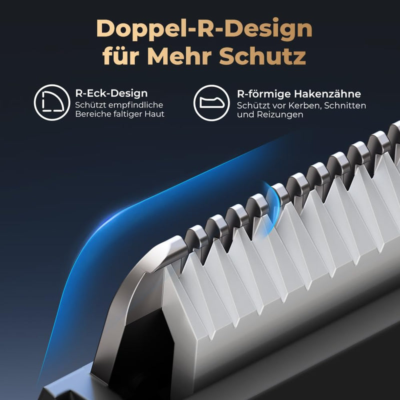 [Australia] - Ualans Intimate Razor for Men, Improved USB C Multifunctional Body Hair Trimmer Men with LED Light and Display, IPX7 Waterproof - Wet and Dry, 4 Attachment Combs, Gift for Men 