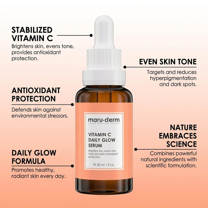 Maruderm Vitamin C Serum for Brightening — 10% Sodium Ascorbyl Phosphate, Niacinamide & Panthenol — Serum for the Appearance of Fine Lines, Glow & Dark Spots, 1 fl oz (30 mL)