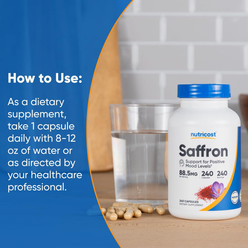 [Australia] - Nutricost Saffron Extract 88.5mg, 240 Capsules - Veggie Caps, Non-GMO, Gluten Free 