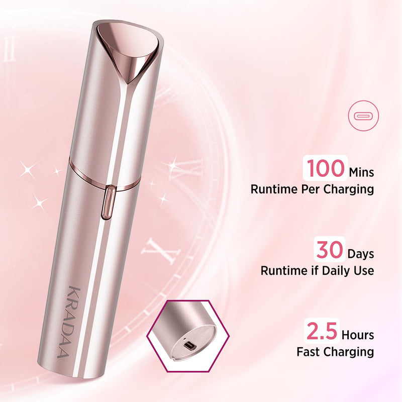 [Australia] - Facial Hair Removal for Women - Painless Facial Hair Remover - Electric Hair Removal Device for Face Lips Peach Fuzz with Light (Rose Gold) Rose Gold 