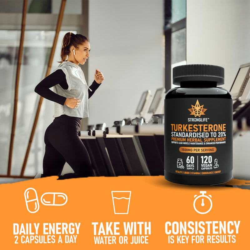 Turkesterone Capsules 1500mg | Muscle Growth, Strength & Recovery Support | 20% Extract | 120 Capsules – 60 Day Supply for Men & Women