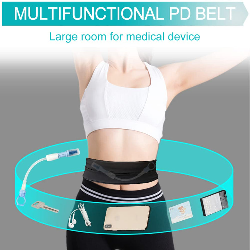 [Australia] - Comfortable Peritoneal Dialysis Belt PD Catheter Holder with Slits Waistband Fanny Pack Feeding Tube G-Tube PEG Accessories Safety Secure Patients Nuring Black,Medium(29"-41") Medium(29"-41") 