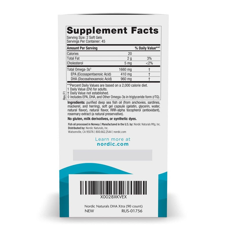 [Australia] - Nordic Naturals DHA Xtra, Strawberry - 90 Soft Gels - 1660 mg Omega-3 - High-Intensity DHA Formula for Brain & Nervous System Support - Non-GMO - 45 Servings 90 Count (Pack of 1) 