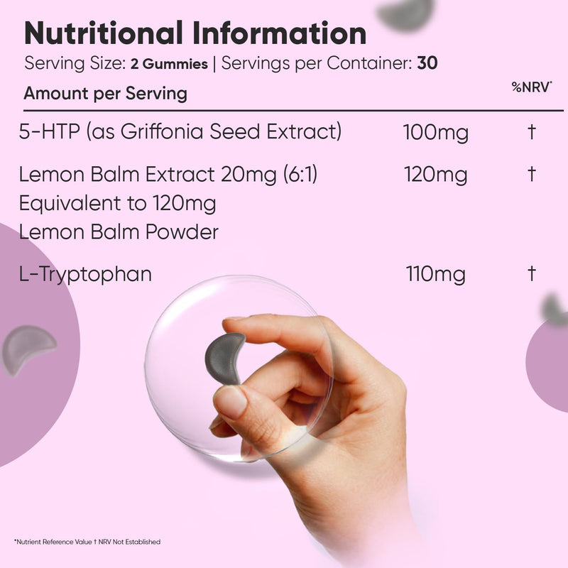 WeightWorld 5 HTP Supplement - 330mg per Serving - 60 Gummies - with Lemon Balm & L-Tryptophan - 2 Gummies a Day - 1 Month Supply - Natural Passion Fruit Flavour - 5-HTP Supplement - Vegan-Friendly