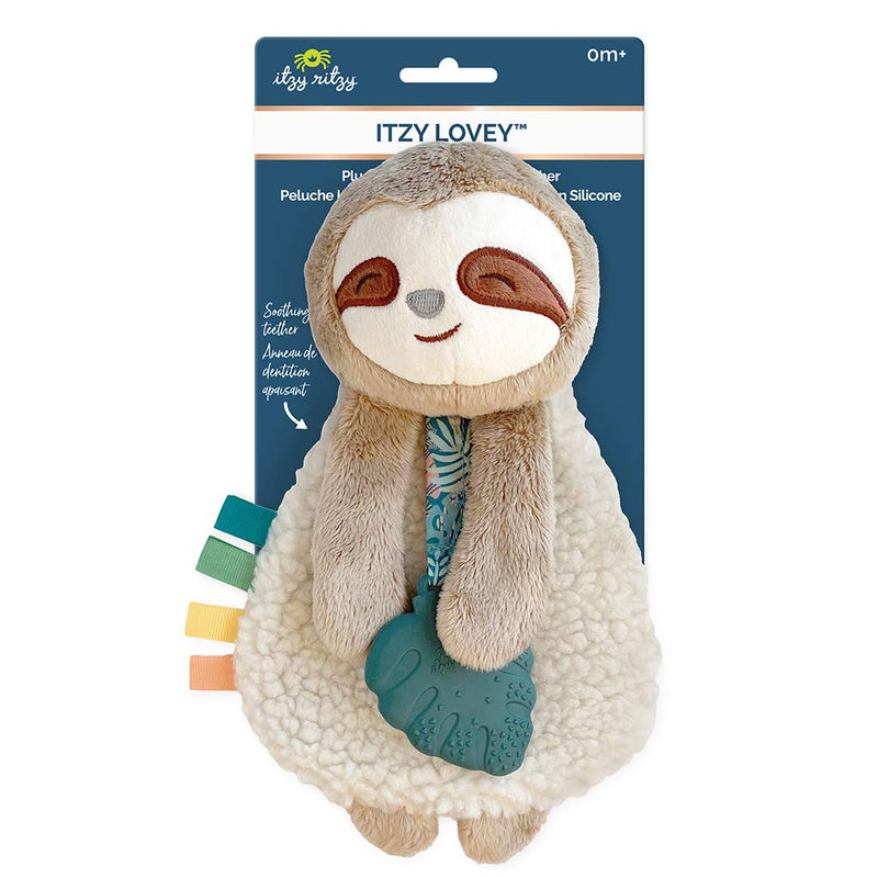 [Australia] - Itzy Ritzy - Itzy Lovey Including Teether - Baby Lovey with Teether, Textured Ribbons & Dangle Arms - Features Crinkle Sound, Sherpa Fabric and Minky Plush (Sloth) Sloth 
