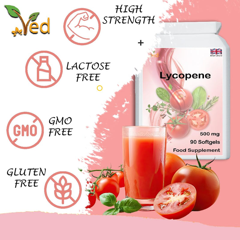 Ved Lycopene 500 mg | 90 softgel, 6 Month Supply.(Pack of 2)