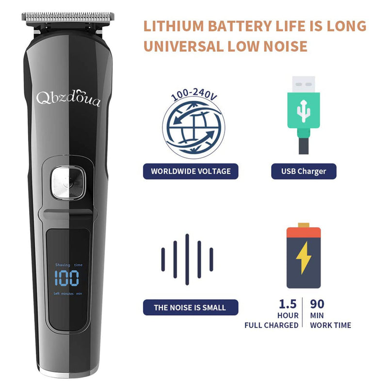 [Australia] - Mens Hair Clipper Beard Trimmer Cordless Mens Grooming Kit Trimmer for Beard Head Face and Body Waterproof IPX7 LED Power Display Black 