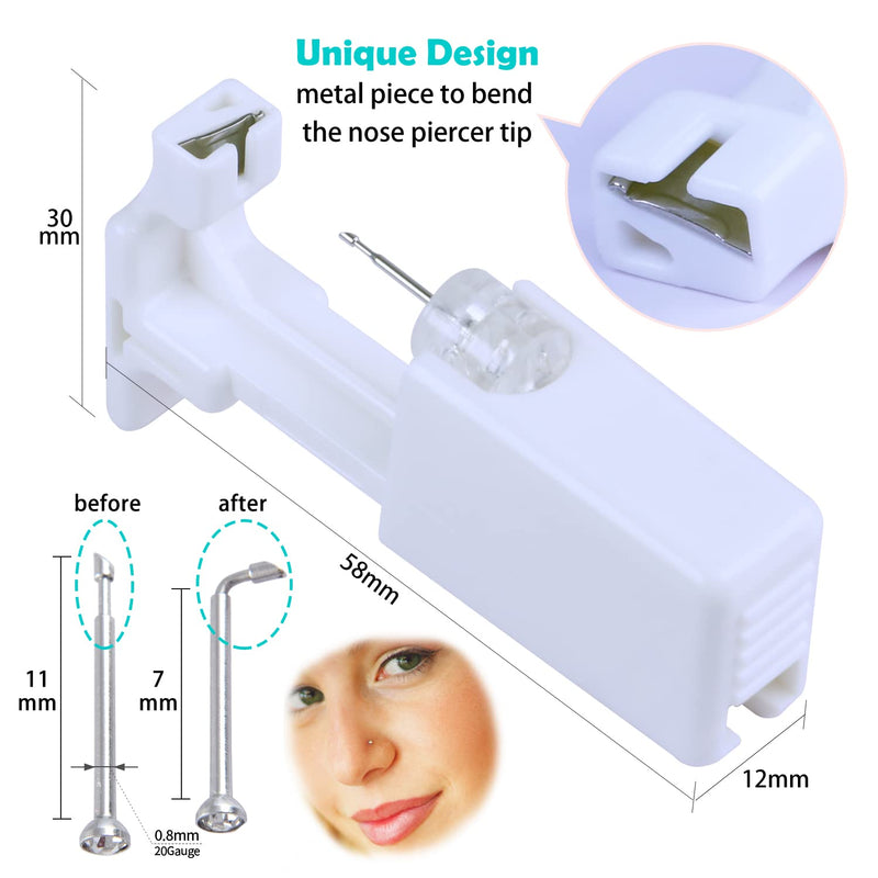 [Australia] - 2 PCS Disposable Nose Piercing Gun Self Nose Piercing Kit Piercing Nose Rings Piercer Hypoallergenic Nose Stud 