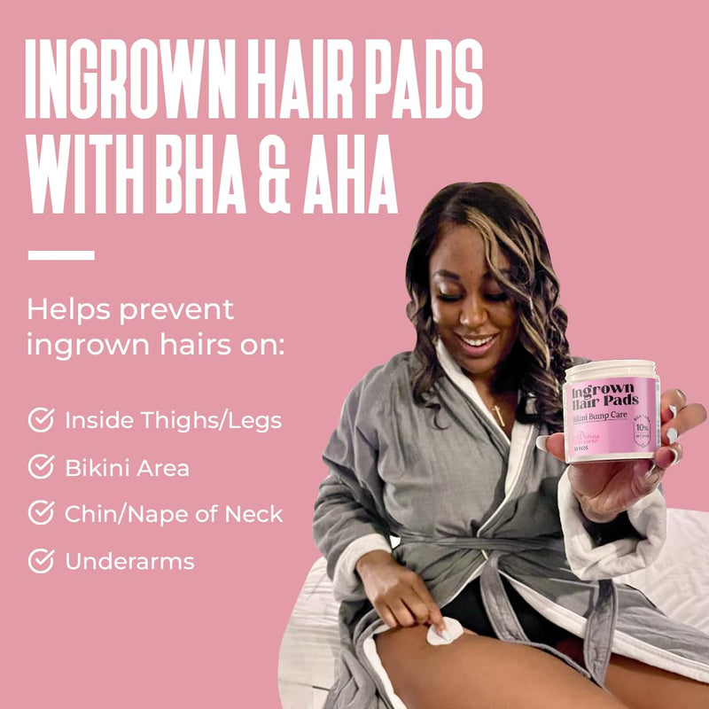 [Australia] - Prevent Ingrown Hairs and Razor Bumps with BHA & AHA Pads - Ingrown Hair Serum for Razor Burns, PFB Razor Bump Stopper Topicals Skin Care, Ingrown Hair Treatment for Bikini Area and Razor Bumps 50pads 