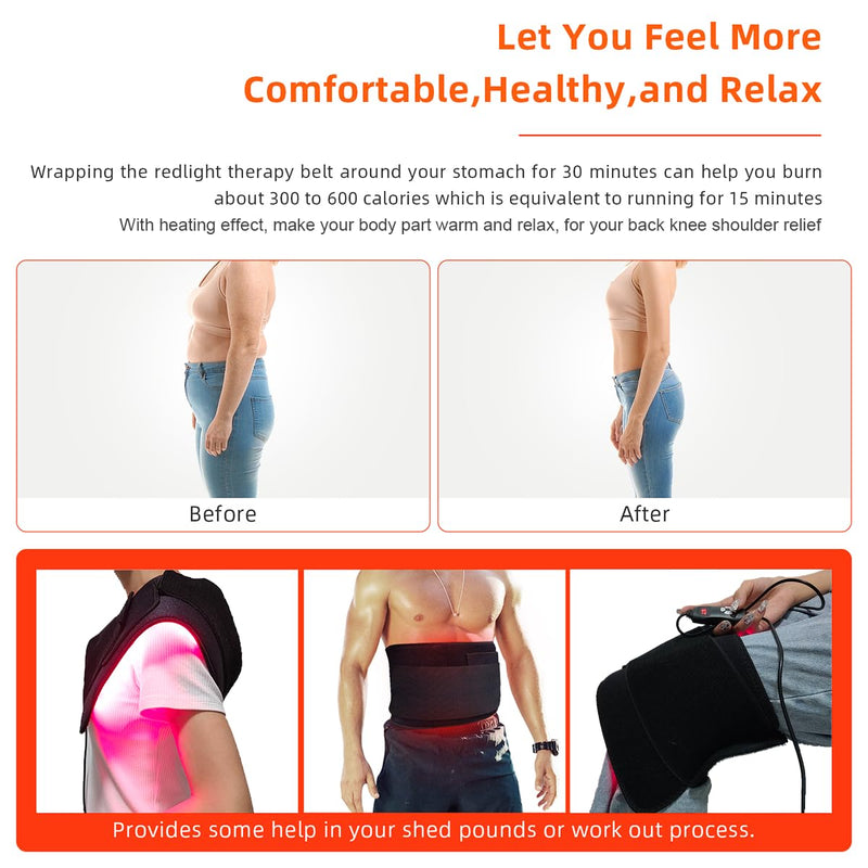 [Australia] - Red Light Therapy Infrared Light Therapy Pad for Body Pain NIR Deep Therapy for Back Knee Hands Feet Relief Portable 660nm 850nm Home Heating Light Therapy Wrap Belt Gift for Women Men L 