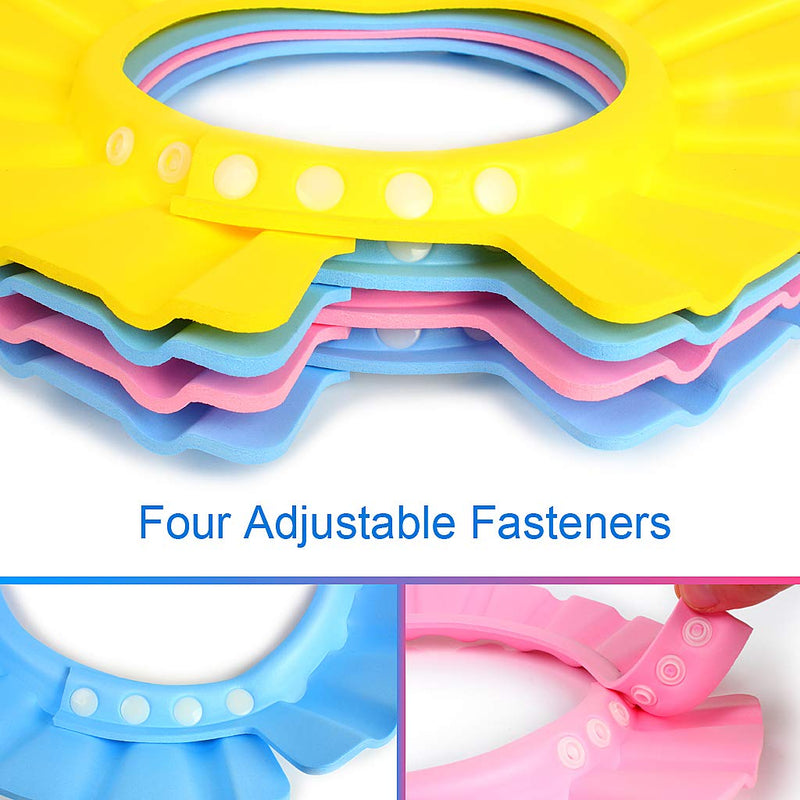 [Australia] - EWIN(R) 4pcs Soft Adjustable Baby Kids Children Shampoo Bath Bathing Shower Cap Hat Wash Hair Shield Hat 