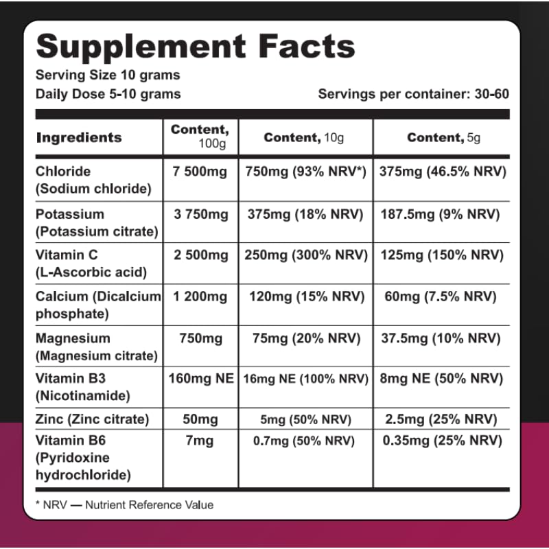 Electrolyte Powder | Hydration & Recovery Drink Mix | Mixed Berries | Low-Calorie | 300g (60 Servings) | Keto & Vegan | Magnesium, Potassium & Sodium Electrolyte Supplement | Vitamins C, B3, B6