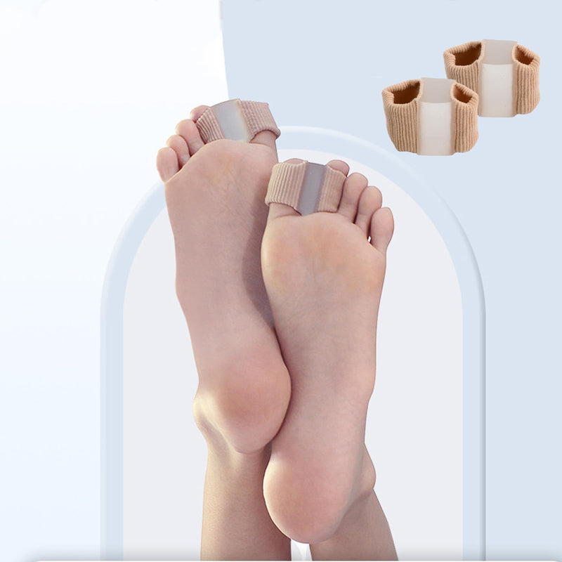 [Australia] - Pack of 4 Silicone Toe Separators Small, Tubular Bandages Silicone Toe Extension, Hallux Valgus Small Toe Separator, Double Hole Toe Brace for Hallux Valgus Correction (S) S 