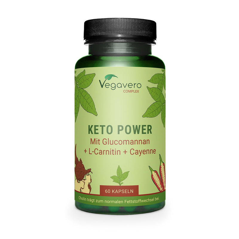 [Australia] - Keto Power | Highly dosed with glucomannan, apple cider vinegar, choline and L-carnitine | Vegan & No Additives | 60 capsules | German production of Vegavero® 