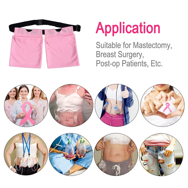 [Australia] - Breathable Drain Holder After Tummy Tuck Mastectomy Drainage Quick Dry Pouch Belt Supplies Mesh Nephrostomy Shower Bag for JP Drains Bulb Breast Post Surgery Pink Drain Pouch/Pink 