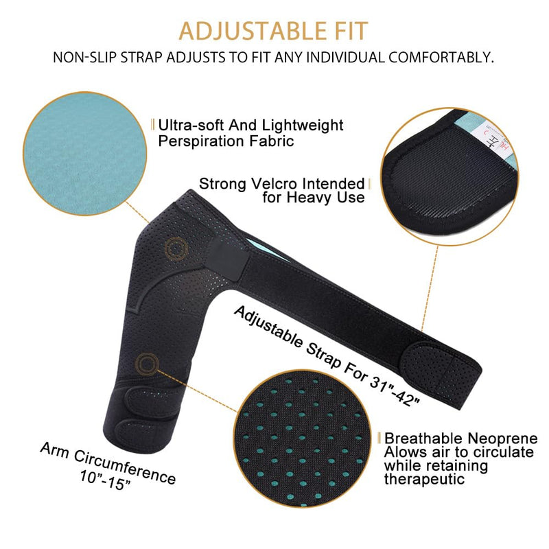 HUEGLO Left Shoulder Brace for Women and Men,Adjustable Neoprene Torn Rotator Cuff Shoulder stabilizer Support for Injury Prevention Immobilizer, Dislocated AC Joint,Frozen Pain,Tendinitis.