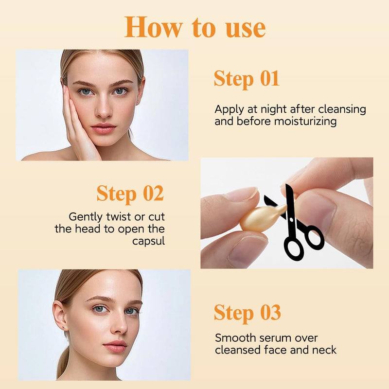 Vitamin C Face Serum Capsules Oil - HKH Vit C with Vitamin E Serum Capsules - Evens Skin Tone & Reduces Fine Lines Skincare - 48 Travel-Friendly for Smoothing Moisturizing Skin - with Scissors Vitamin C (plant-based)