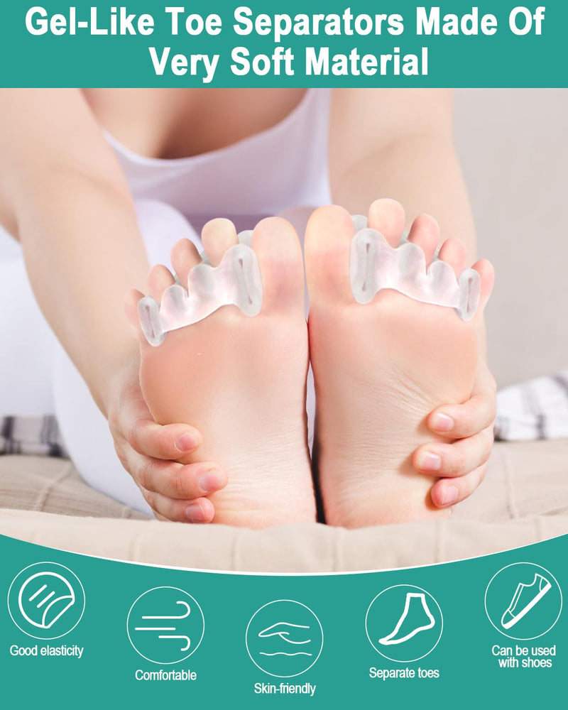 [Australia] - 2Pairs Toe Spacers Silicone Gel Toe Separators Correct Women Men Bunion Toes, Soft Toe Spreaders, Hammer Toes Corrector, Big Toe Straightener for Plantar Fasciitis, Foot Relief(Clear) 