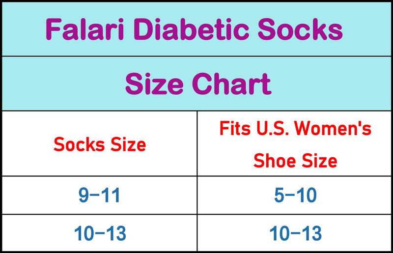 [Australia] - Falari Women Diabetic Socks Diabetes Edema and Circulatory Loose Fitting Cotton Crew Socks - 6 Pairs 9-11 Crew Height - Assorted 