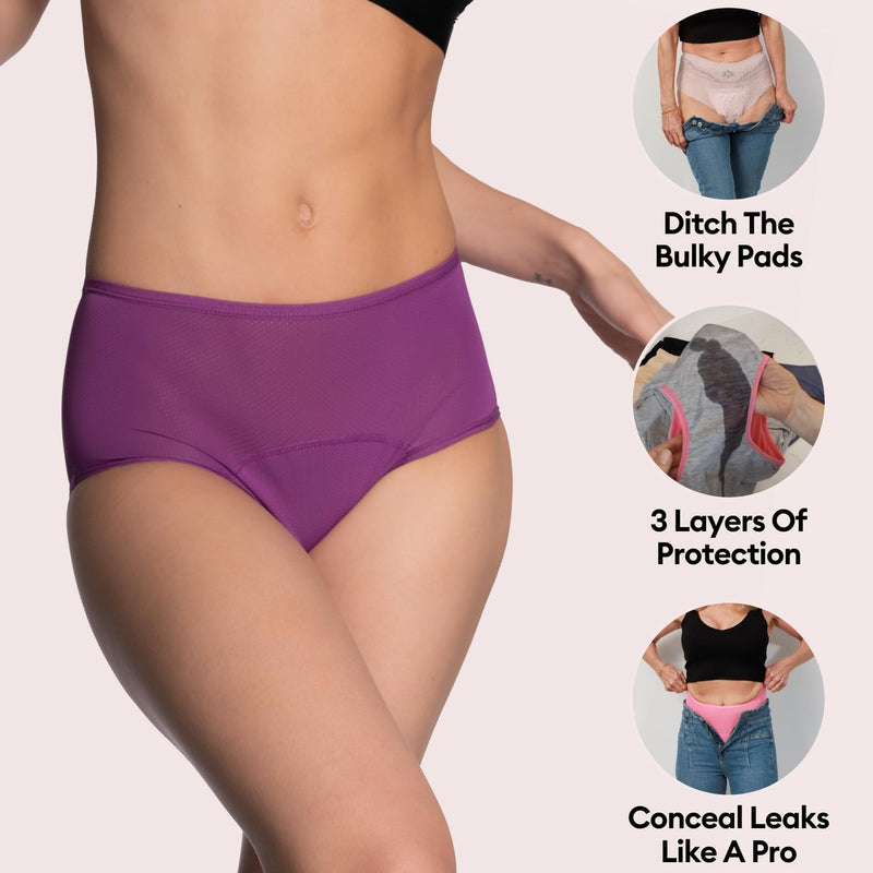 [Australia] - Leakproof Underwear - Leakproof Panties for Women Over 60s With Incontinence Large Pink, Nude, Black, Gray, Blue 