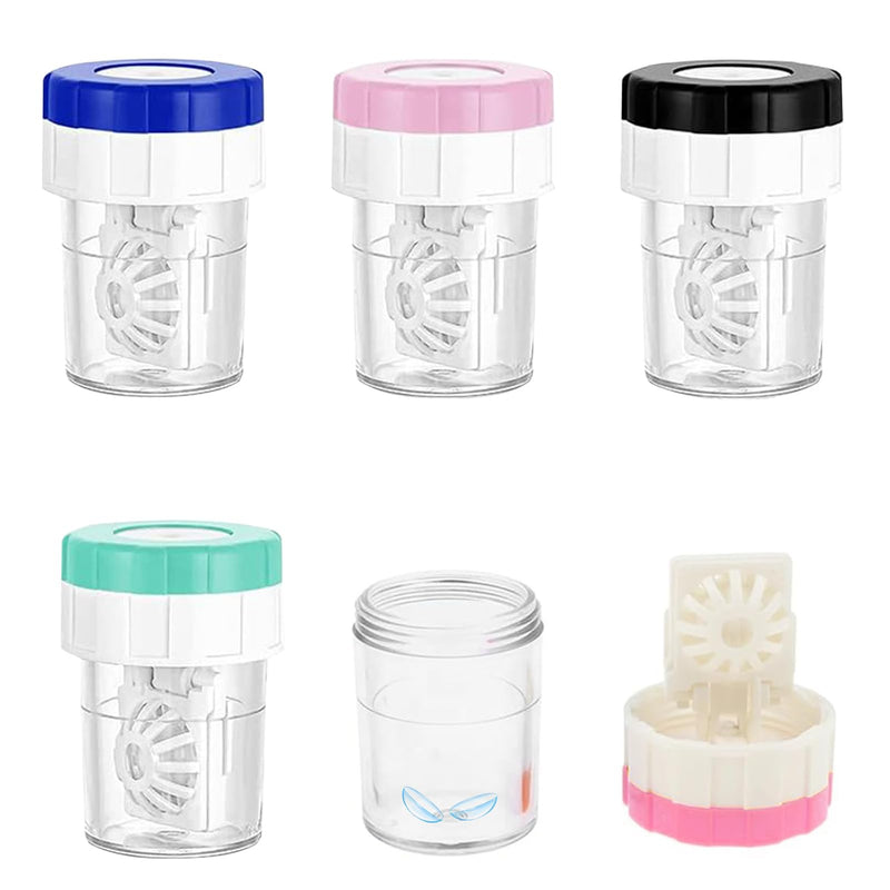 [Australia] - Pack of 4 contact lens containers, contact lens liquid, contact lens container washing system, rotating contact lens cleaning container for daily use at home travel 