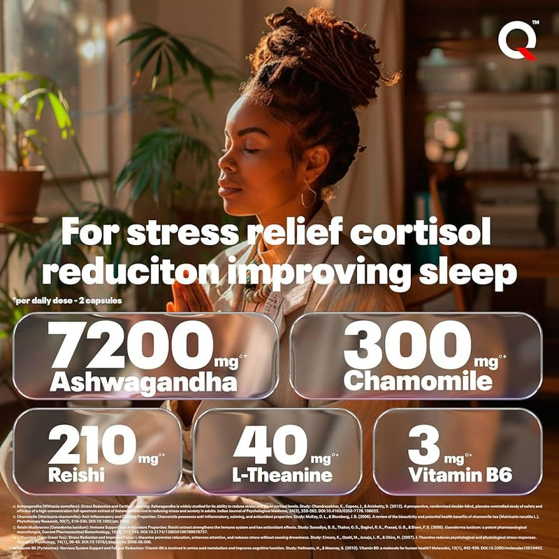 Ashwagandha High Strength KSM-66® Organic Complex 7200mg – 1-a-Day Vegan Capsule for Stress, Anxiety Relief & Restful Sleep – Enhanced with Chamomile, Reishi, L-Theanine & Vitamin B6 – 60 Servings Ashwagandha - 7200mg 60 count (Pack of 1)