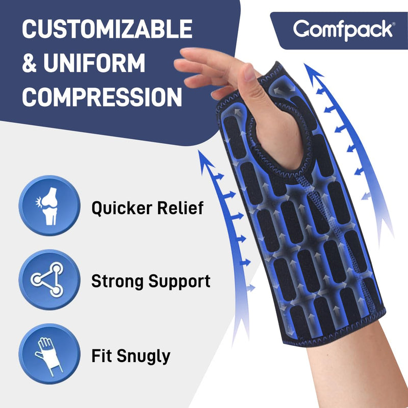 [Australia] - Ice Pack Wrap With Compression for Carpal Tunnel Relief, Wrist Brace Support Gel Hot Cold Therapy for Tendonitis, Mommy Wrist, Swelling, Surgery, Inflammation Black & Blue 