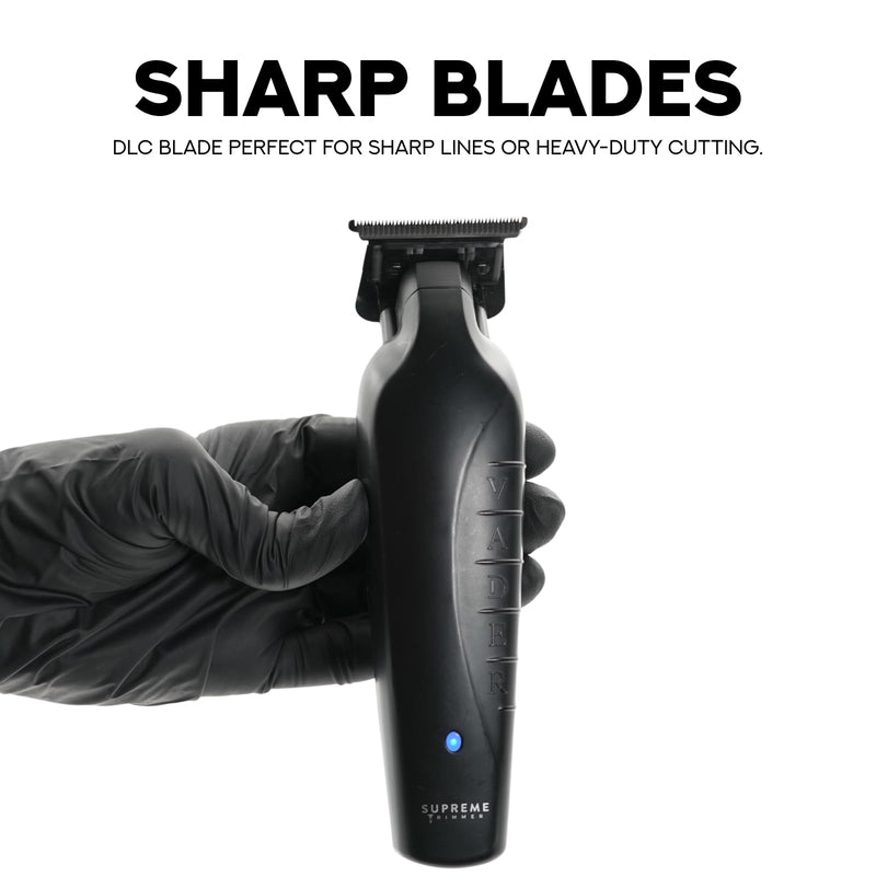 [Australia] - Supreme Trimmer Vader ST3778 – Professional Cordless Barber Liner & Detailer | 210 Min Runtime, 7000 RPM Motor, Zero Gap DLC T-Blade, USB-C Fast Charging | Beard, Hair & Body Black 