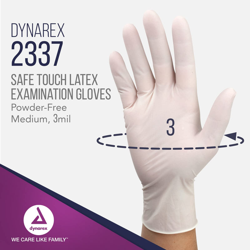 [Australia] - Dynarex Safe-Touch Disposable Latex Exam Gloves, Powder-Free, Used in Healthcare & Professional Settings, Bisque, 1 Box of 100 Gloves (Medium) 